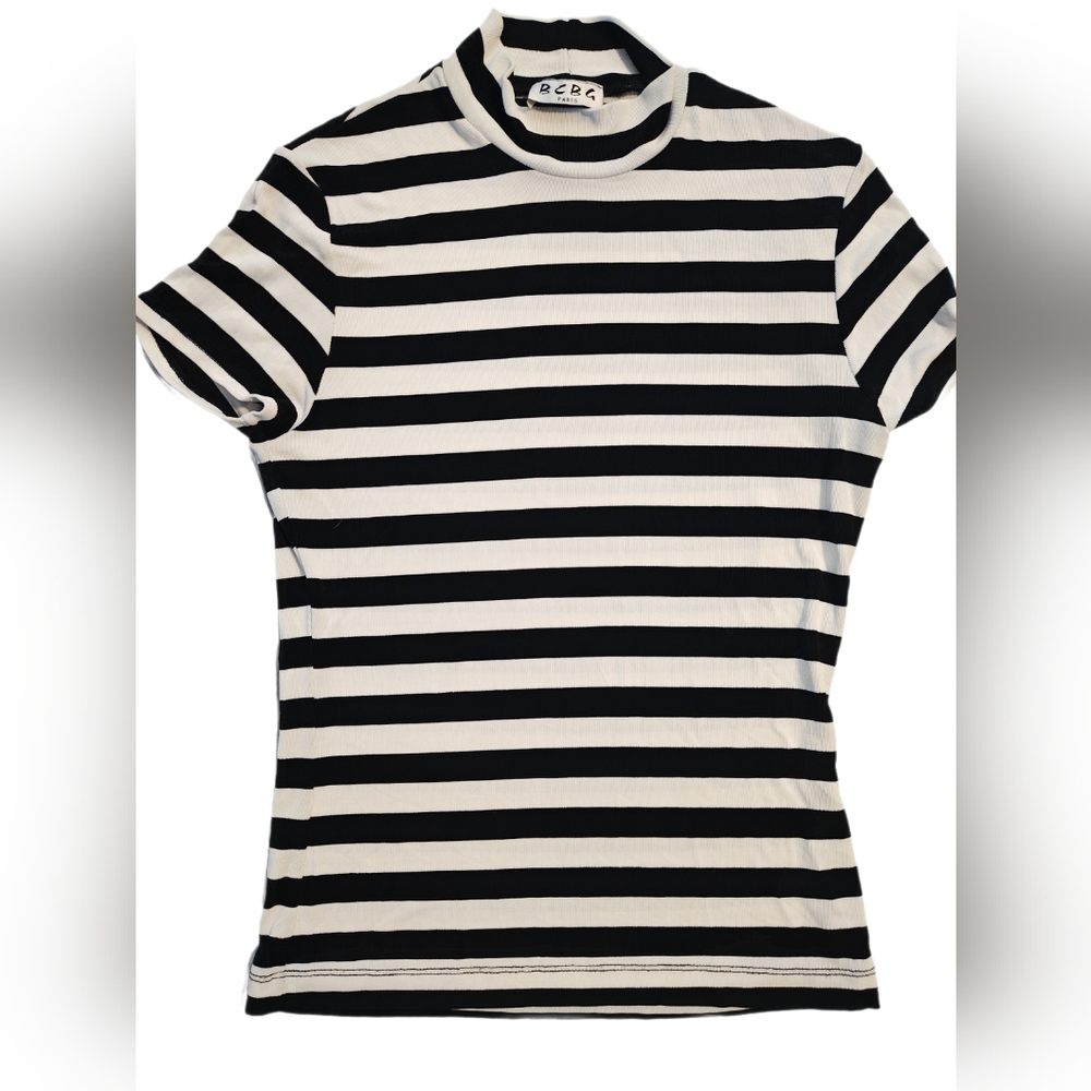 BCBG Monochrome Striped Top